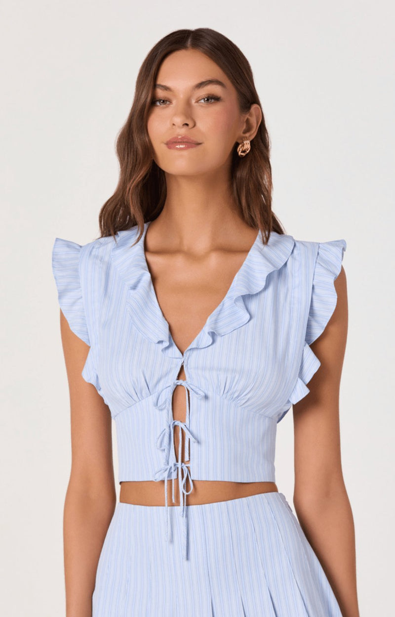Zira Ruffle Trim Tie-Front Top - Styled With Claire ASTR THE LABEL