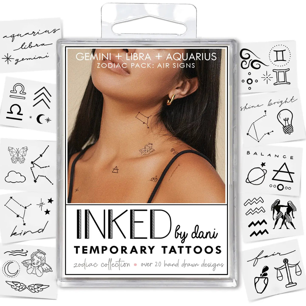 Zodiac Collection: Air Signs Temporary Tattoo Pack - Styled With Claire INKED By Dani