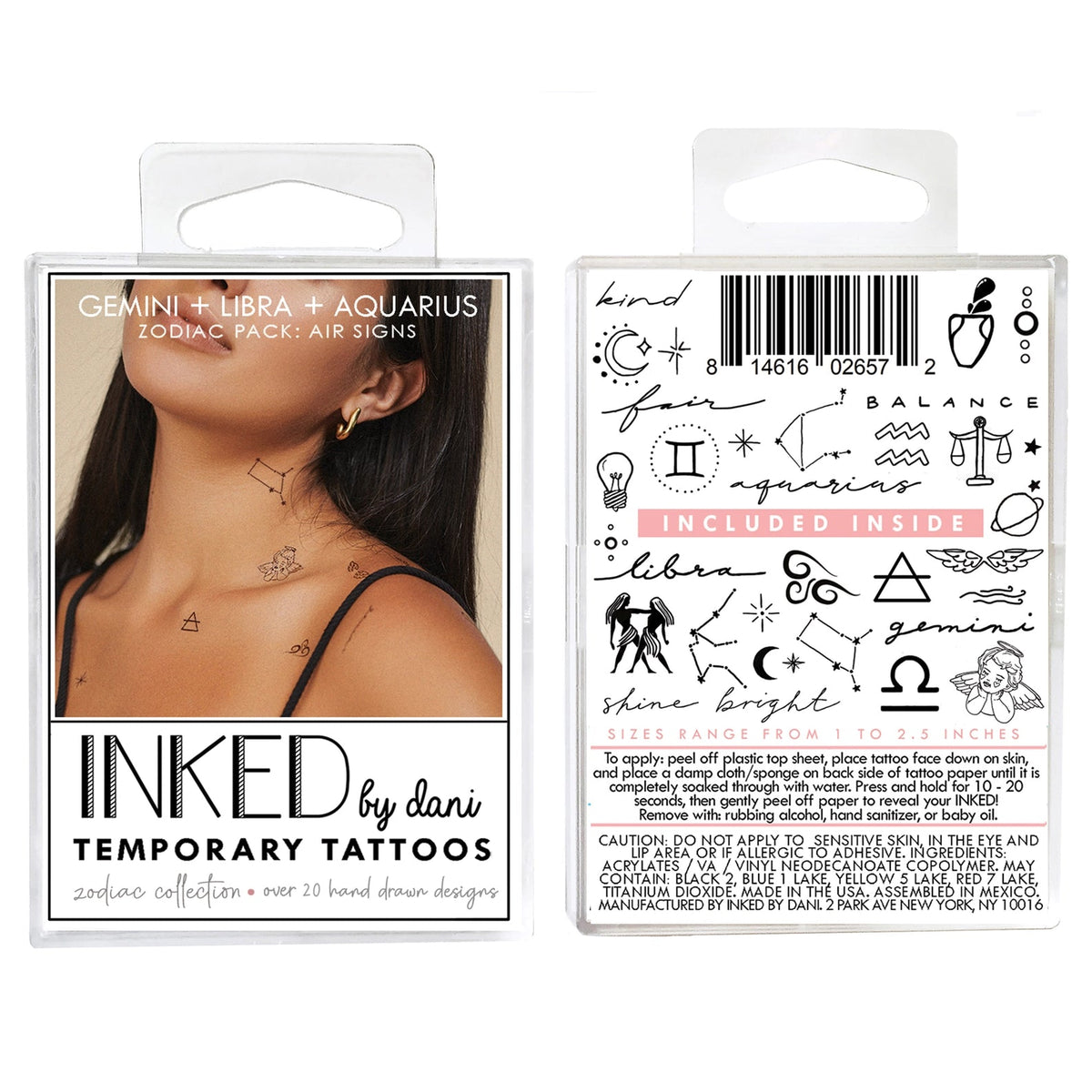 Zodiac Collection: Air Signs Temporary Tattoo Pack - Styled With Claire INKED By Dani