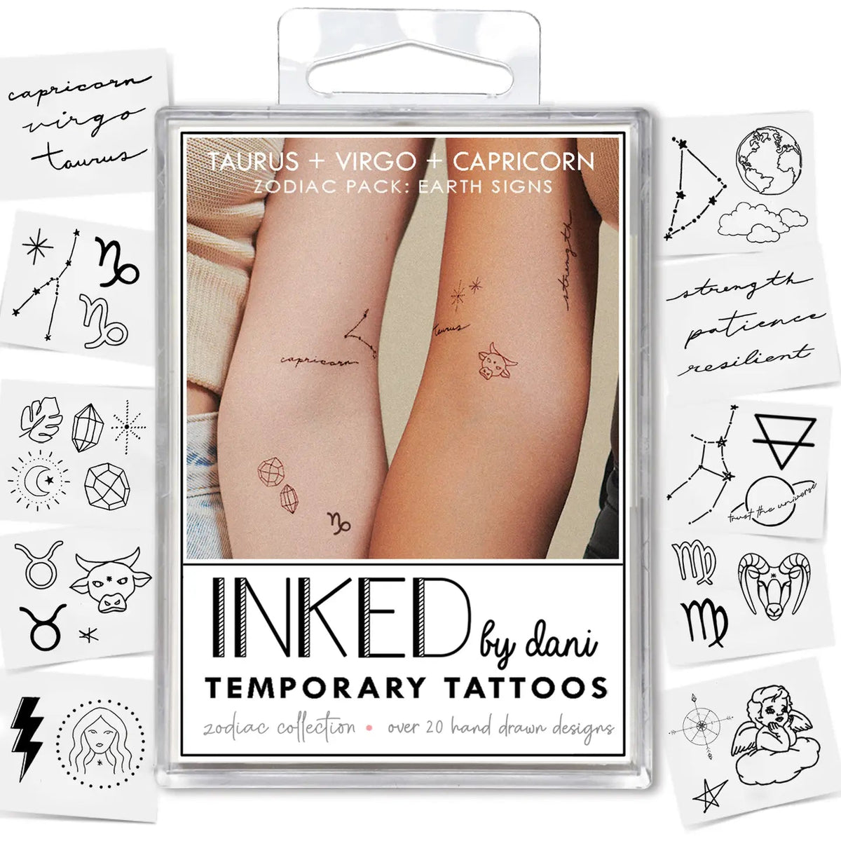 Zodiac Collection: Earth Signs Temporary Tattoo Pack - Styled With Claire INKED By Dani