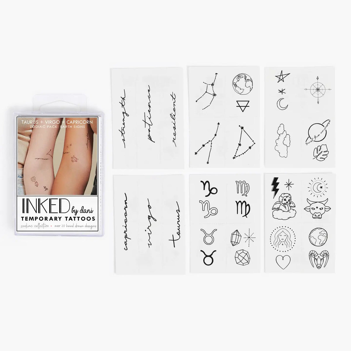 Zodiac Collection: Earth Signs Temporary Tattoo Pack - Styled With Claire INKED By Dani