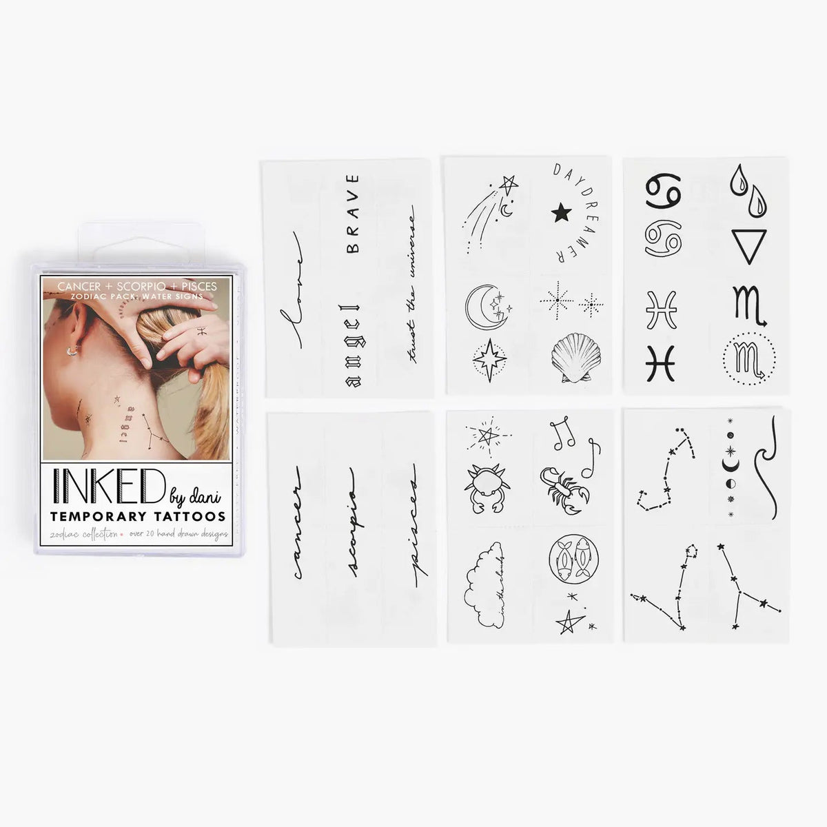 Zodiac Collection: Water Signs Temporary Tattoo Pack - Styled With Claire INKED By Dani