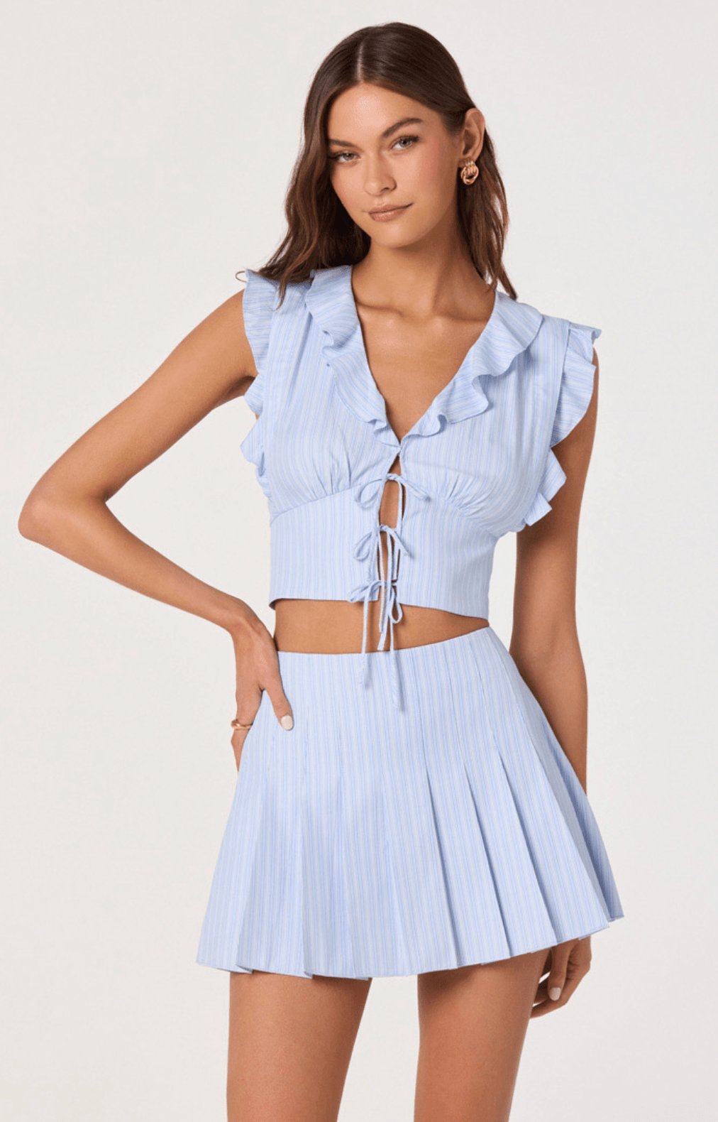 Zoela Striped Pleated Mini Skort - Styled With Claire ASTR THE LABEL