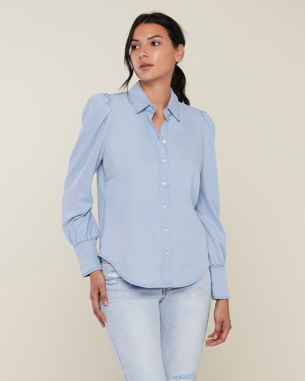 Chambray Button Down - Styled With Claire Rachel Parcell