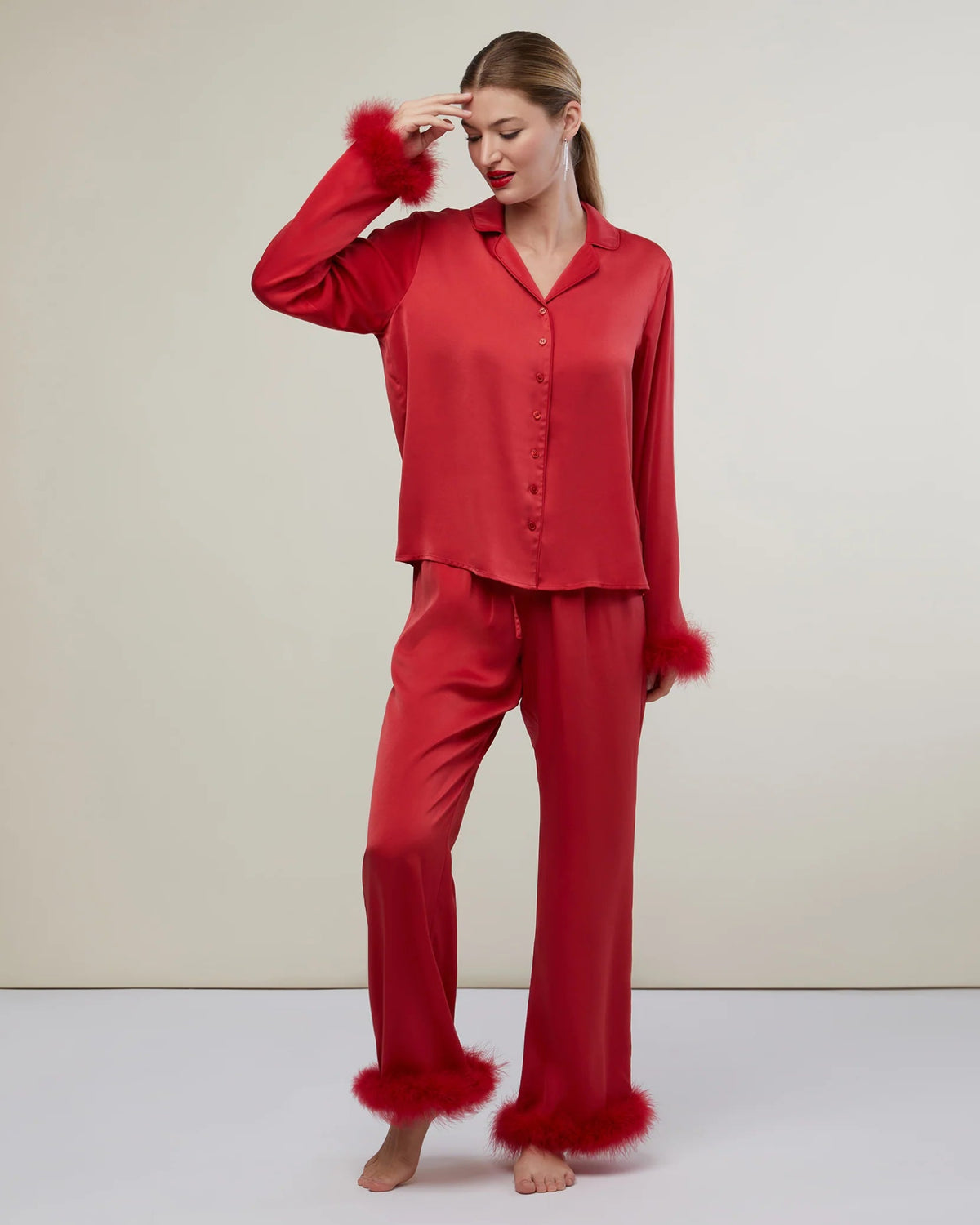 Feather Satin Pajamas - Styled With Claire Rachel Parcell