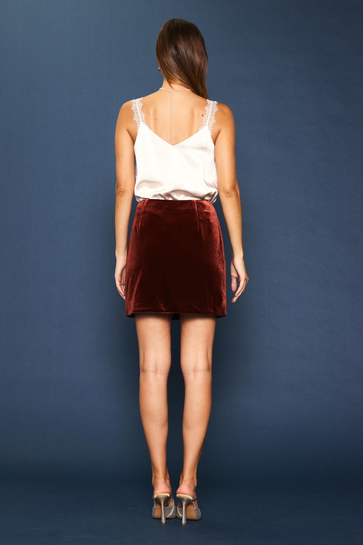 Velvet Side Slit Mini Skirt - Styled With ClaireSKIES ARE BLUE